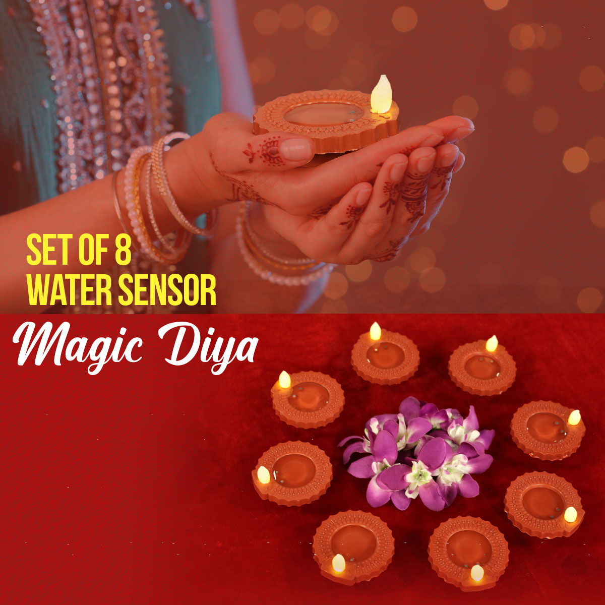 Water LED Diyas – Magical Floating Lights for Diwali Decoration | Flame-Free, Safe & Beautiful Glow (12 pcs)